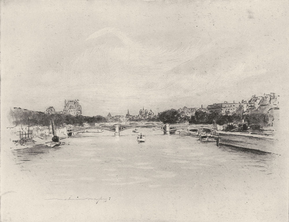 FRANCE. The Seine at Paris 1920 old antique vintage print picture